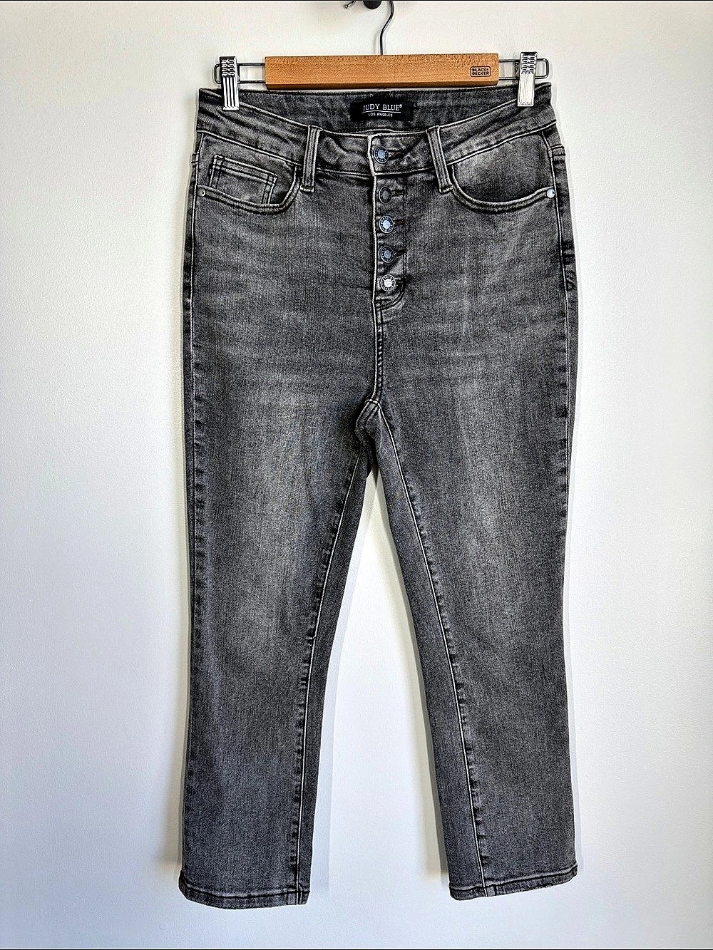Judy Blue Gray Button Fly Cropped Jeans Size 5/27